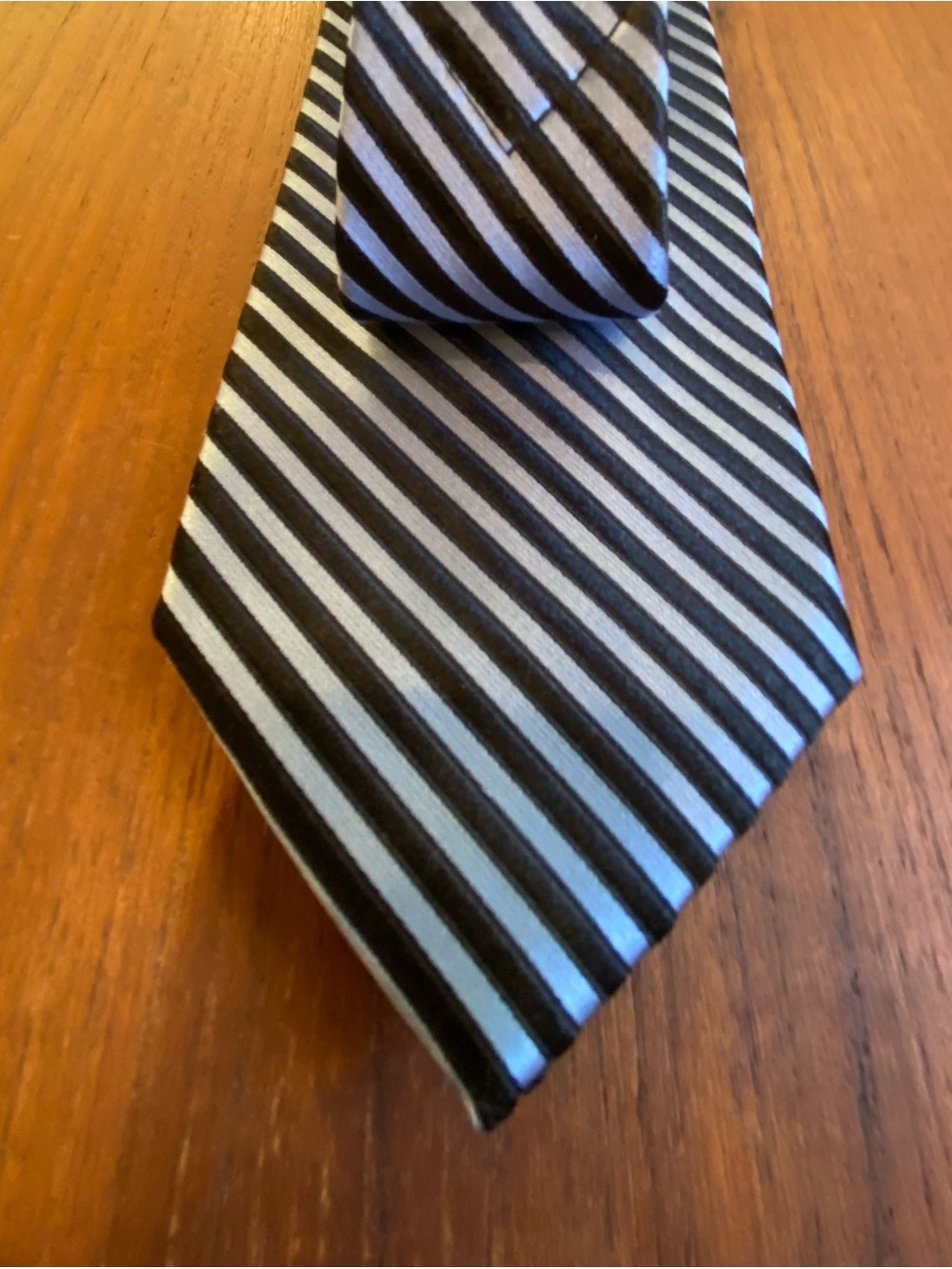 Haines and Bonner of London Striped Silk  Black and Blue Men's  Tie